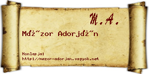 Mázor Adorján névjegykártya