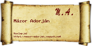 Mázor Adorján névjegykártya